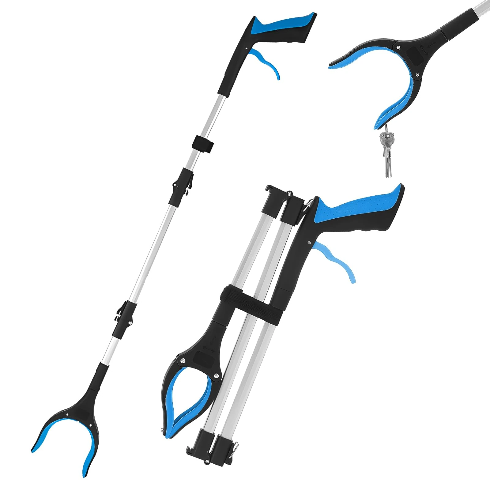 91cm/36" Litter Pickers Grabber Stick,Helping Hand Grabbers for Adults,3-Section Foldable Grabber Stick, Lightweight Trash Grabber for Elderly, Disabled & Outdoor Cleaning