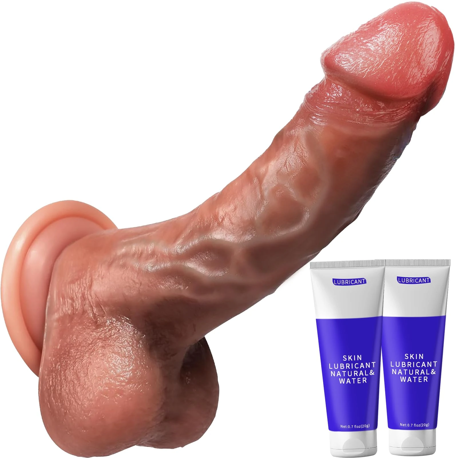Realistic Dildo Sex Toys – 8 Inch Thick & Firm Flexible Anal Dildo with Stronger Suction Cup & Big Balls, Soft Liquid Silicone Huge Dildos for G Spot, Adult Sex Toys for Men, Women & Couples Tovs
