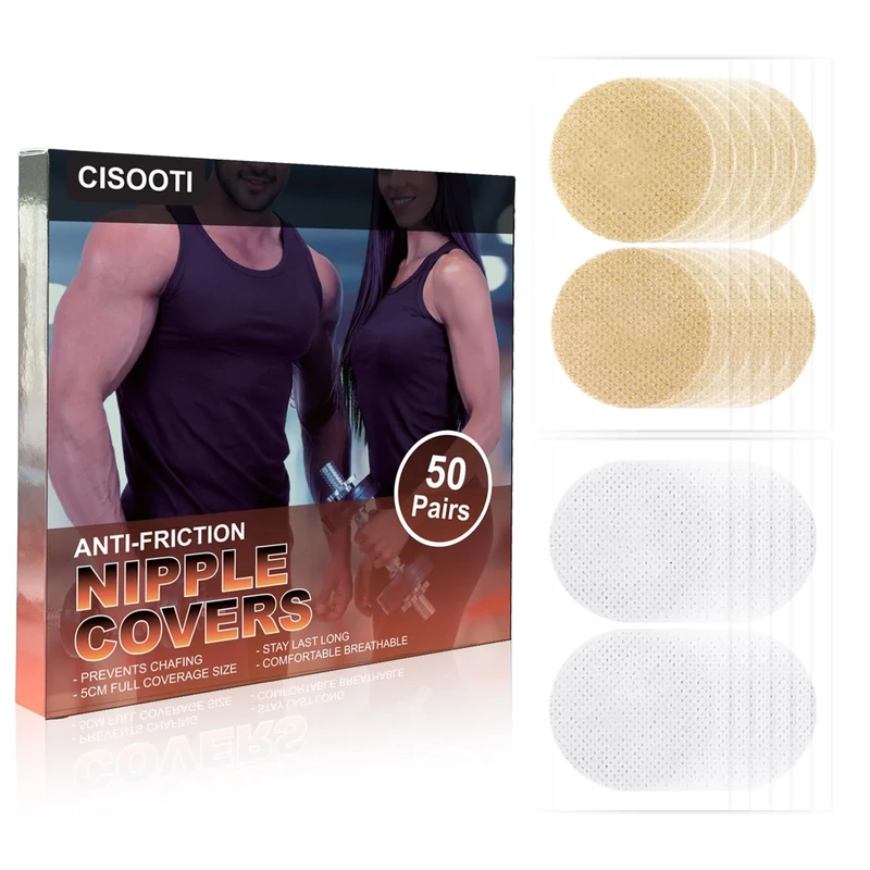 CISOOTI Men's Sports Nipple Cover, Hide Nipple Cover, Nipple Guard, Nipple Tape, Nipple Patches, for Nipple Anti-Chafing and Runners Anti-Chafing (50, Multicolor, XL)
