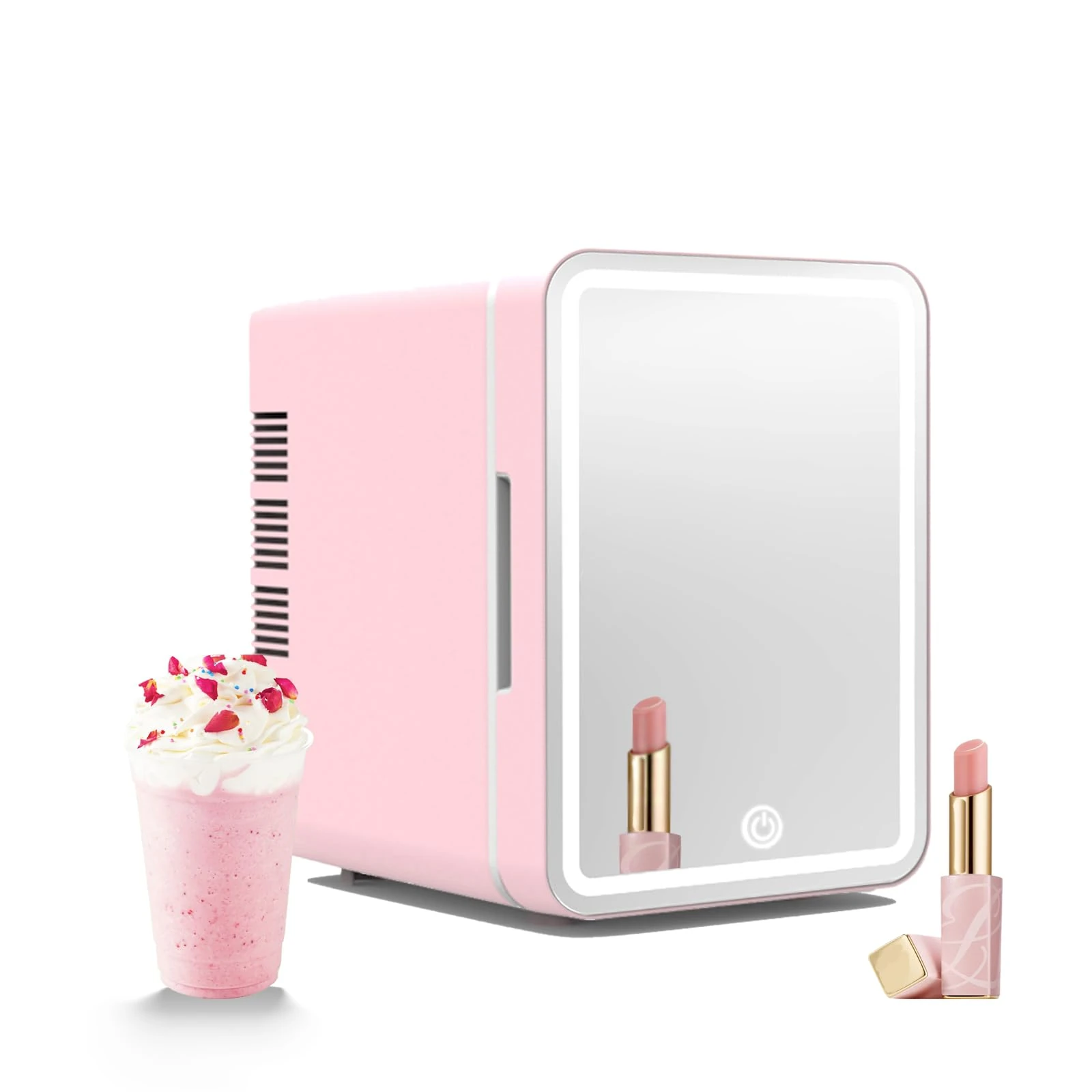 Bonxrdun Mini Skincare Fridge Beauy Cosmetic Fridge with Makeup Mirror 4L,Portable Car fridge for Bedroom, Dorm, Office