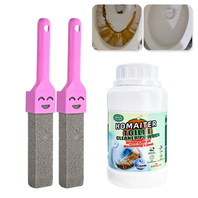 Pumice Stone for Toilet Bowl Cleaning, Toilet Cleaner Limescale Remover, Calcium Buildup and Rust Suitable for Cleaning Toilet 1PCS + 2PCS Pumice Stone