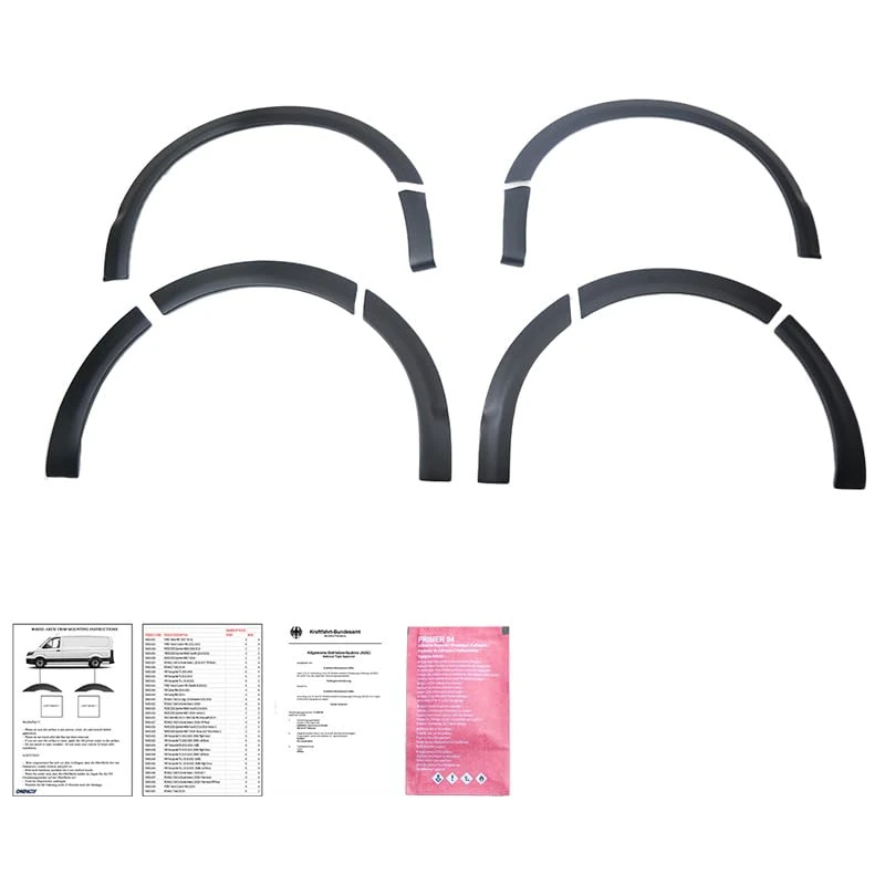 Oneway Set Wheel Arch Trims compatible with Volkswagen Transporter T6.1 2020-2022 (Long wheel base) - Matt black