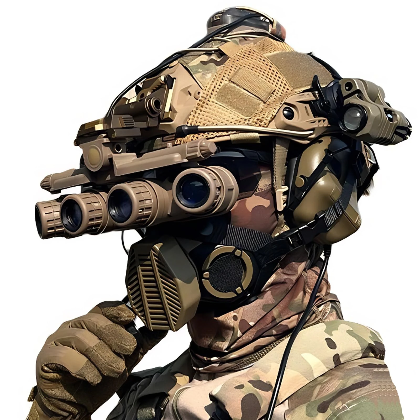 KBFLWBF Tactical Helmet Set Airsoft FAST Helmet with Noise Cancelling Headset Half Mask Goggles Flashlight Battery Pouch NVG Model and Metal L4G24 Adjustable Outdoor Hunting Paintball CS Gear O L