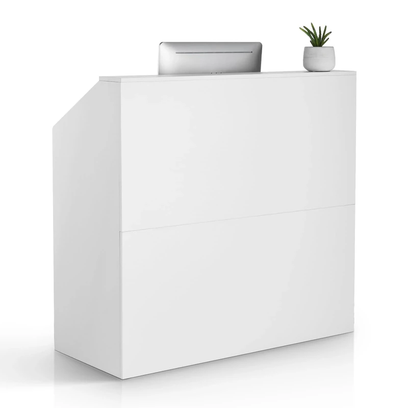 VEVOR Reception Desk, 46.46 x 19.69 x 43.90 in Rectangular Front Counter Table, Office Reception Desk, Retail Counter and Front Reception Counter, for Checkout, Lobby, Beauty Salon and Office, White