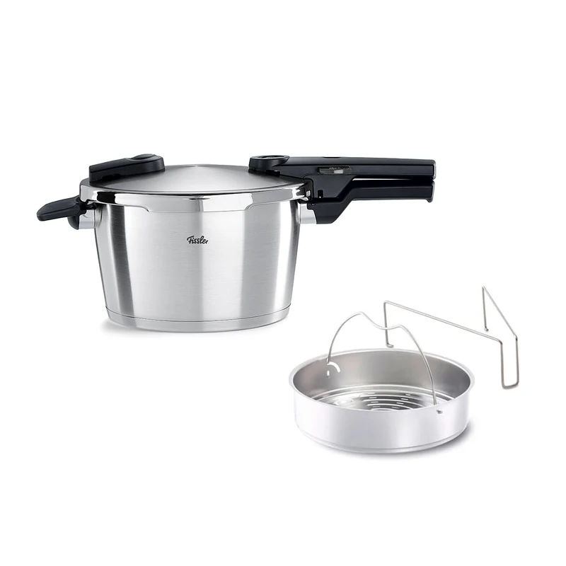 Fissler Vitaquick Premium/Pressure Cooker (4.5 L, Diameter 22 cm) with Insert, Stainless Steel Pressure Cooker, 2 Cooking Levels, Made in Germany, Induction