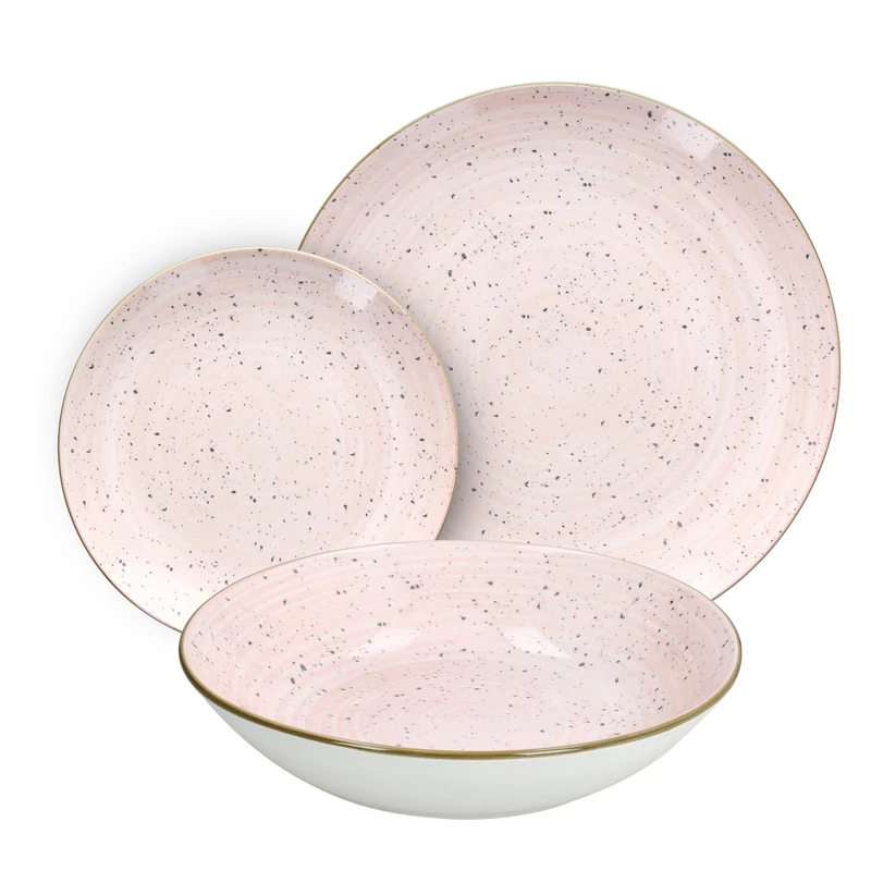 Tognana Pepper Bamboo 18-Piece Dinner Set for 6 People, Porcelain, Pink
