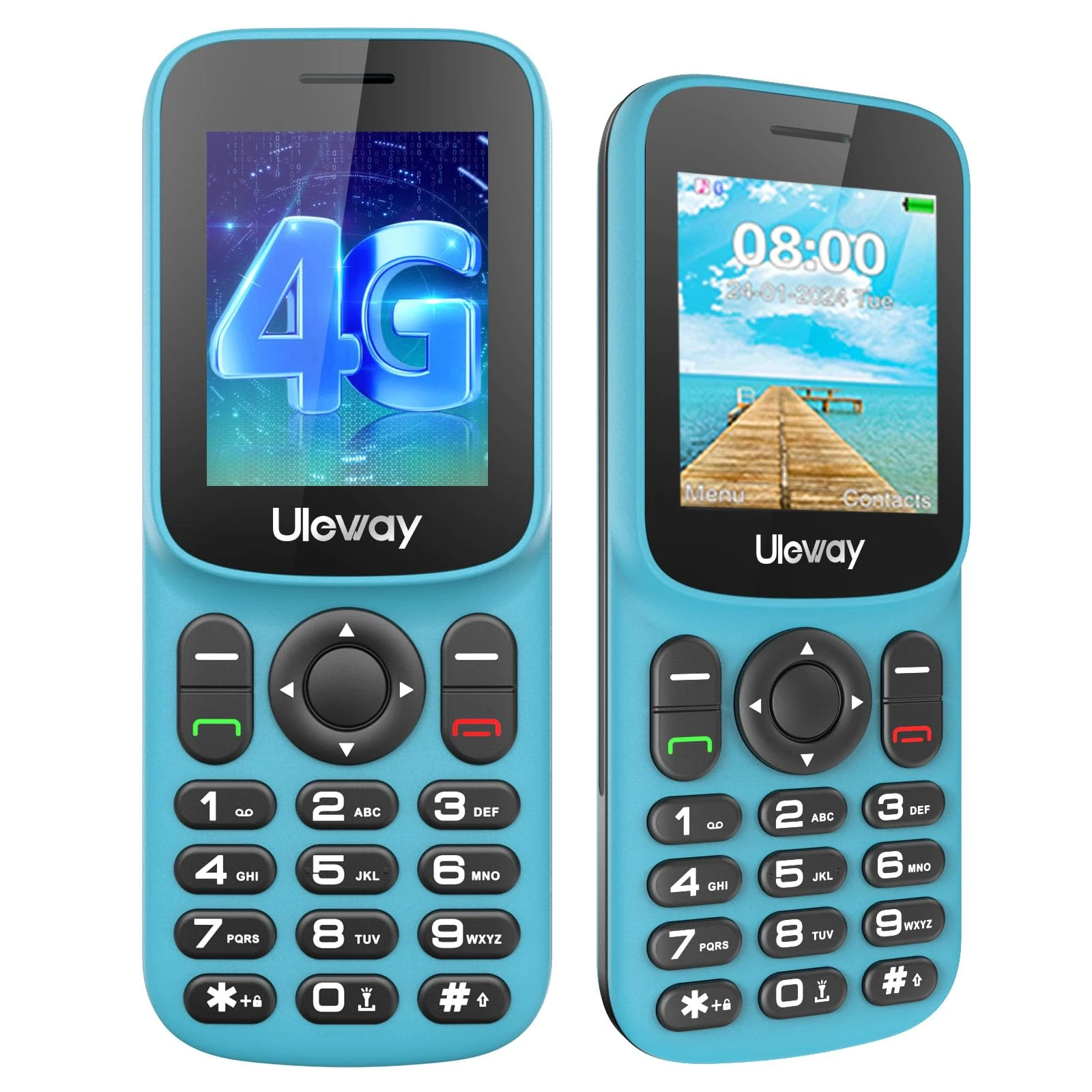 Tosaju Feature Phone 4G Unlocked Portable Mini Basic Long Standby Time Backup Mobile Phone UK Sim Free with Bluetooth 1000mAh Dual Sim all carriers with Camera Blue