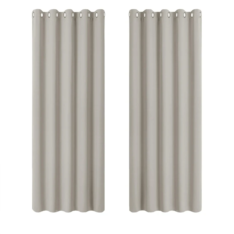 PONY DANCE Thermal Curtains W66 X L84 Inch for Living Room Energy Saving Balance Temperature Curtains with Eyelet Super Soft Noise Reducing Drapes for Window Treatment Bedroom/Nersery, Natural