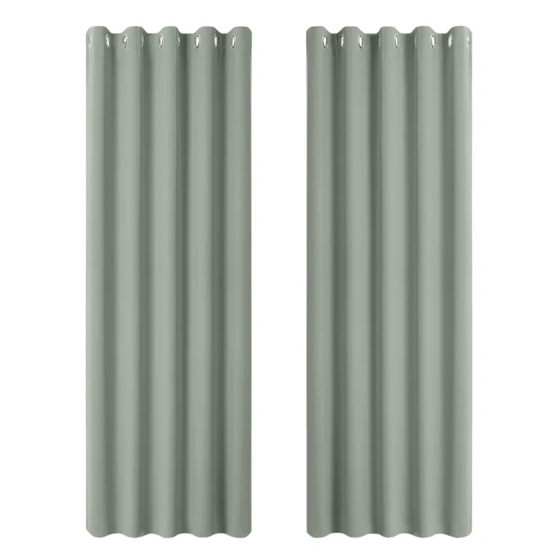 PONY DANCE Sage Green Thermal Curtains - Eyelet Blackout Window Curtains & Drapes for Privacy Protect & Light Block Soft Panels for Living Room, 2 Pieces, 66 Inch Width x 84 Inch Drop