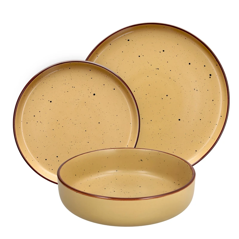 Tognana Bruges 18-Piece Dinner Set for 6 People, Stoneware, Yellow Ochre