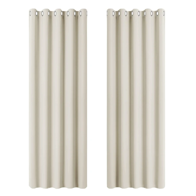 PONY DANCE Thermal Insulated Curtains for Living Room - Eyelet Balance Temperature Curtains Super Soft Bedroom Drapes for Nursery/Children/Kids, 66 x 84 Inches, Beige, 2 Panels