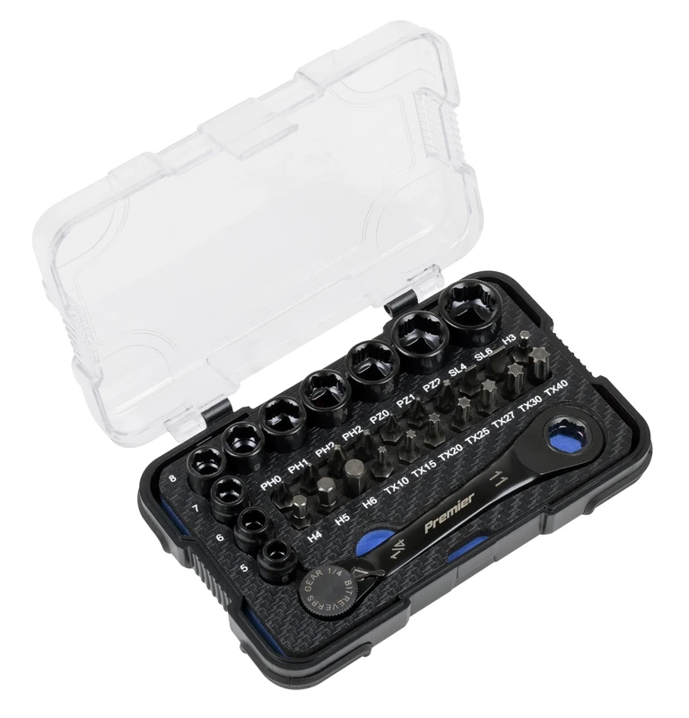 Sealey Premier Black Go-Through Lock-On™ Low Profile Socket & Bit Set 31pc - AK2112