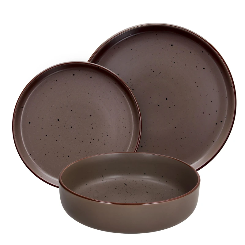 Tognana Bruges 18-Piece Dinner Set for 6 People, Stoneware, Brown