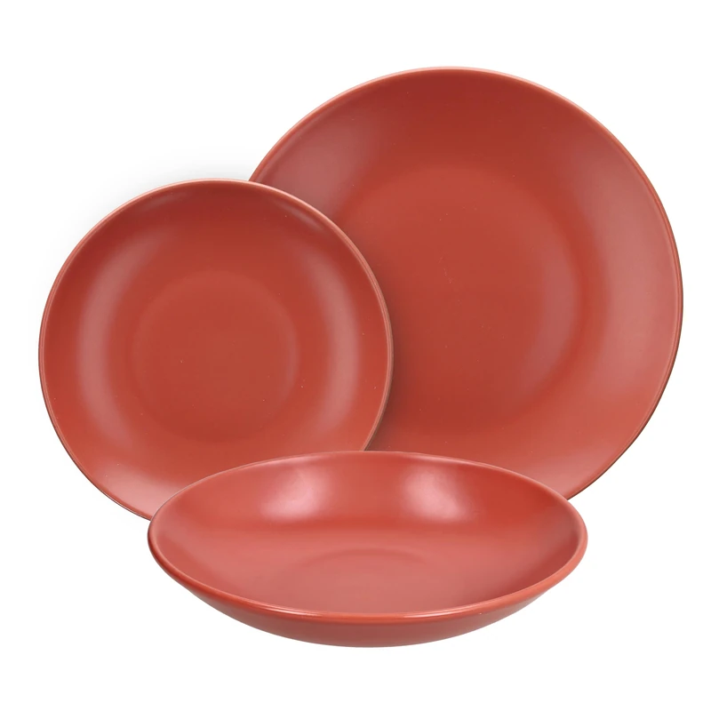 Tognana Ritual 18-Piece Dinner Set for 6 People, Stoneware, Apple Red
