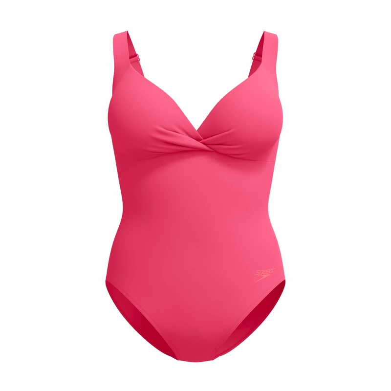 Speedo Women's Shaping Cross Knot One Piece Swimsuit | Shapewear | Beach and Holiday Swimwear Swimwear, RASPBERY Fill/Vermil, 36