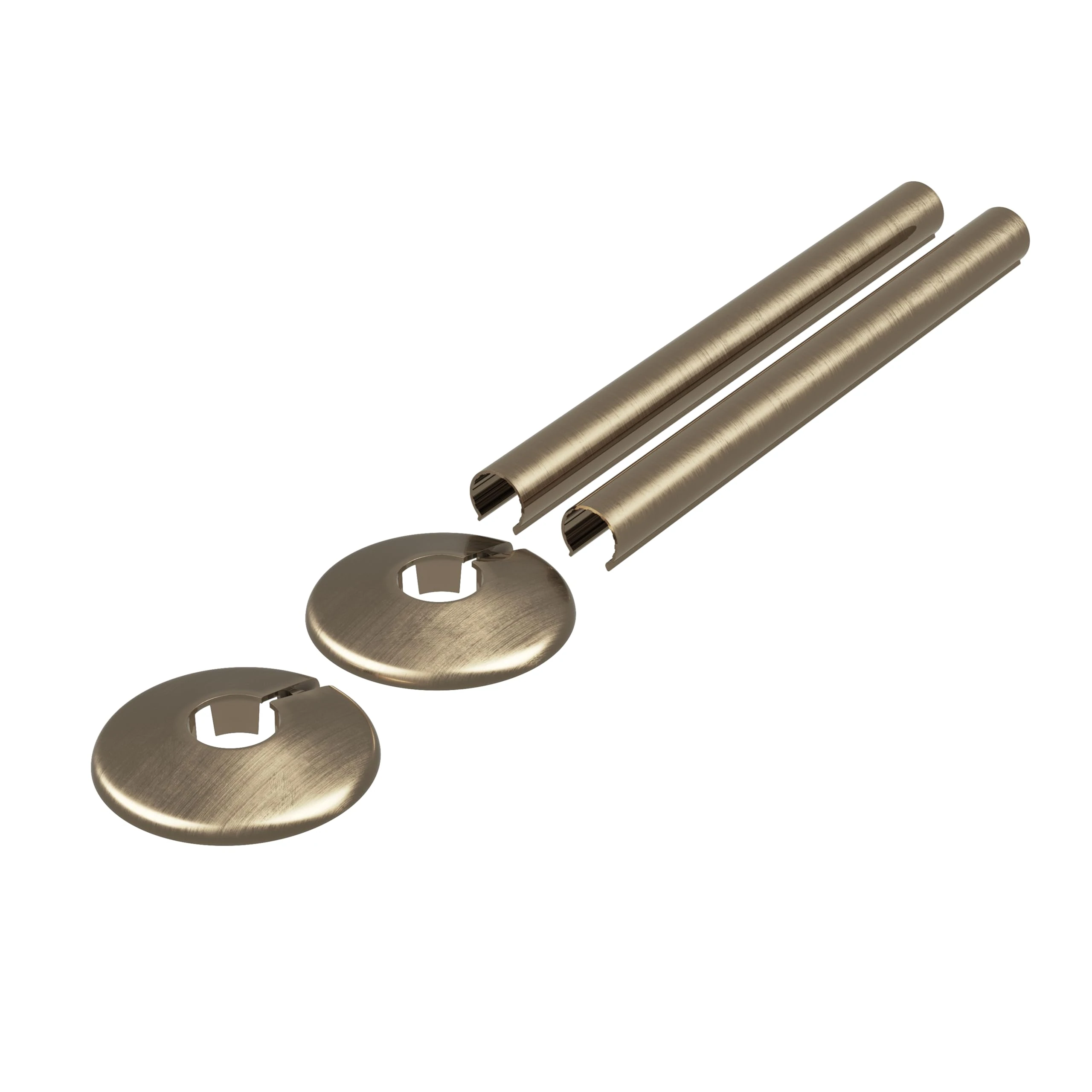 Metal Antique Brass Clip-On Radiator Pipe Covers & Collars - 15mm (2 Pack)