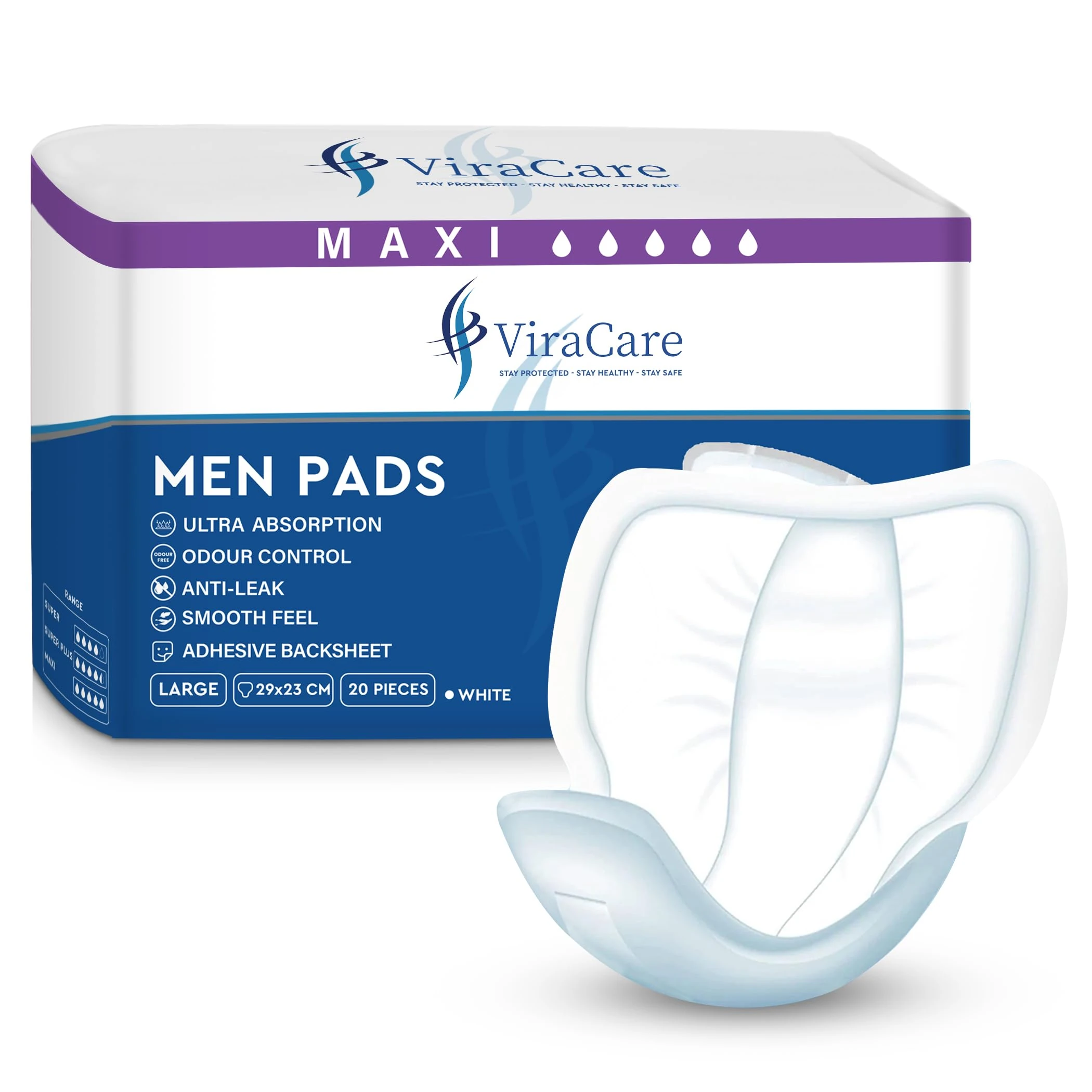 40 x Maxi Incontinence Pads Men | Adhesive Backsheet & Ultra Absorption | Mens Incontinence Pads | Pad for Men | Male Incontinence Pad | Size 29x23 cm | (2 Packs of 20)