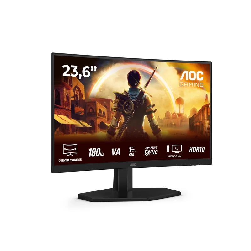 AOC Gaming C24G42E - 24 inch Full HD Curved Monitor, 180 Hz, 0.5 ms, FreeSync Premium (1920x1080, 1x HDMI 2.0, 1x DisplayPort 1.4) black