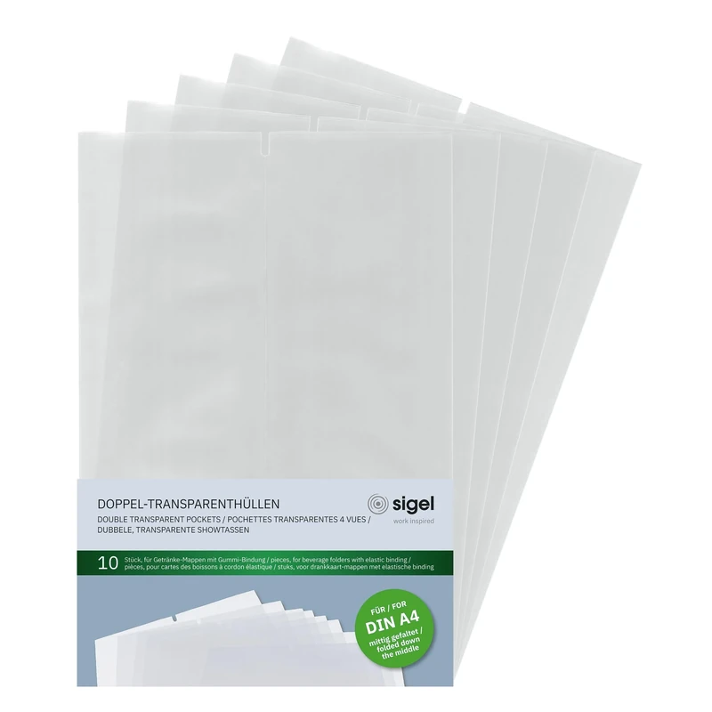 SIGEL SM182 Double Clear Pockets - A4 Folded - 10 Piece - Pack of 5