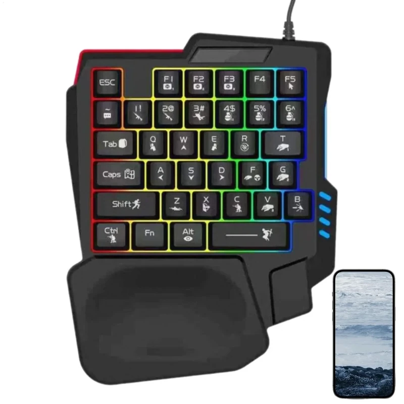 Generic Mechanical Keyboard - RGB Backlit, Wired USB, One-Handed
