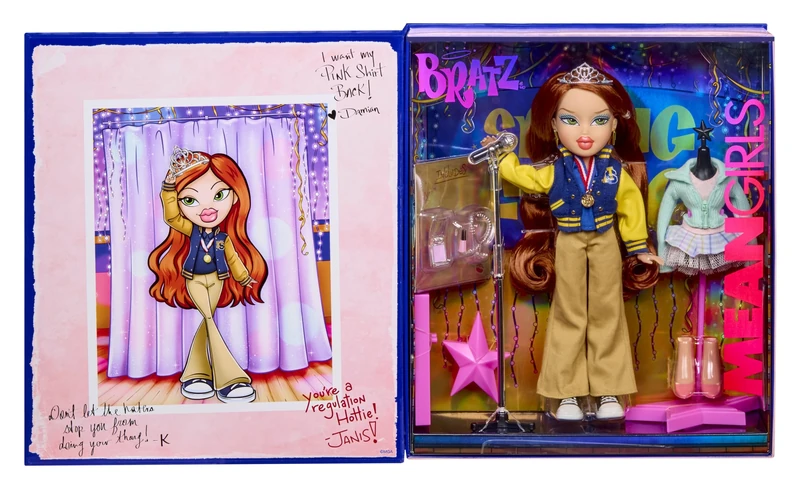 Bratz x Mean Girls Spring Fling Doll Cady – Collectable Fashion Doll with 2 Outfits, Letterman Jacket, and Movie-Inspired Accessories