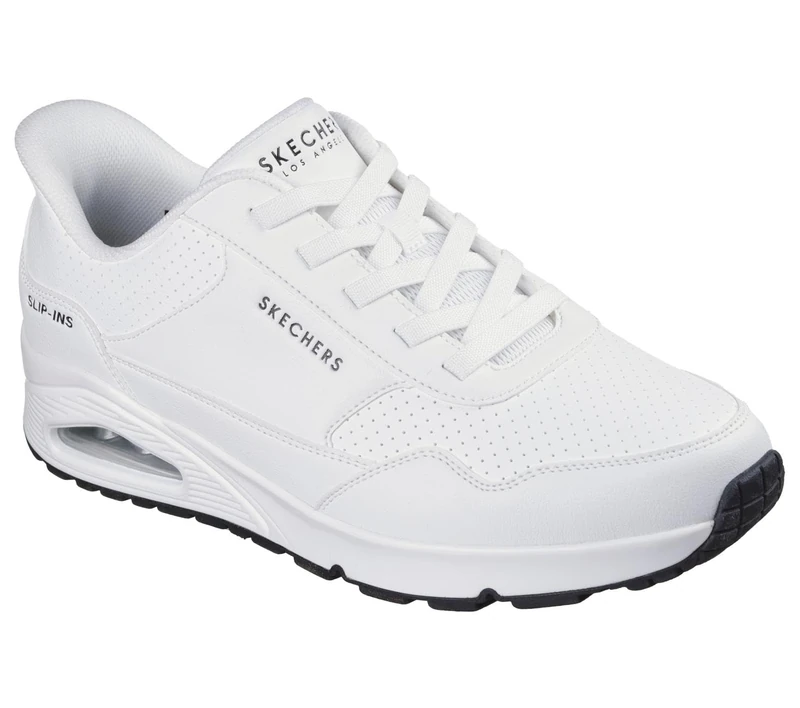 Skechers Men's Uno Banksia Luxe Sneaker, White Duraleather/Mesh, 10.5 UK