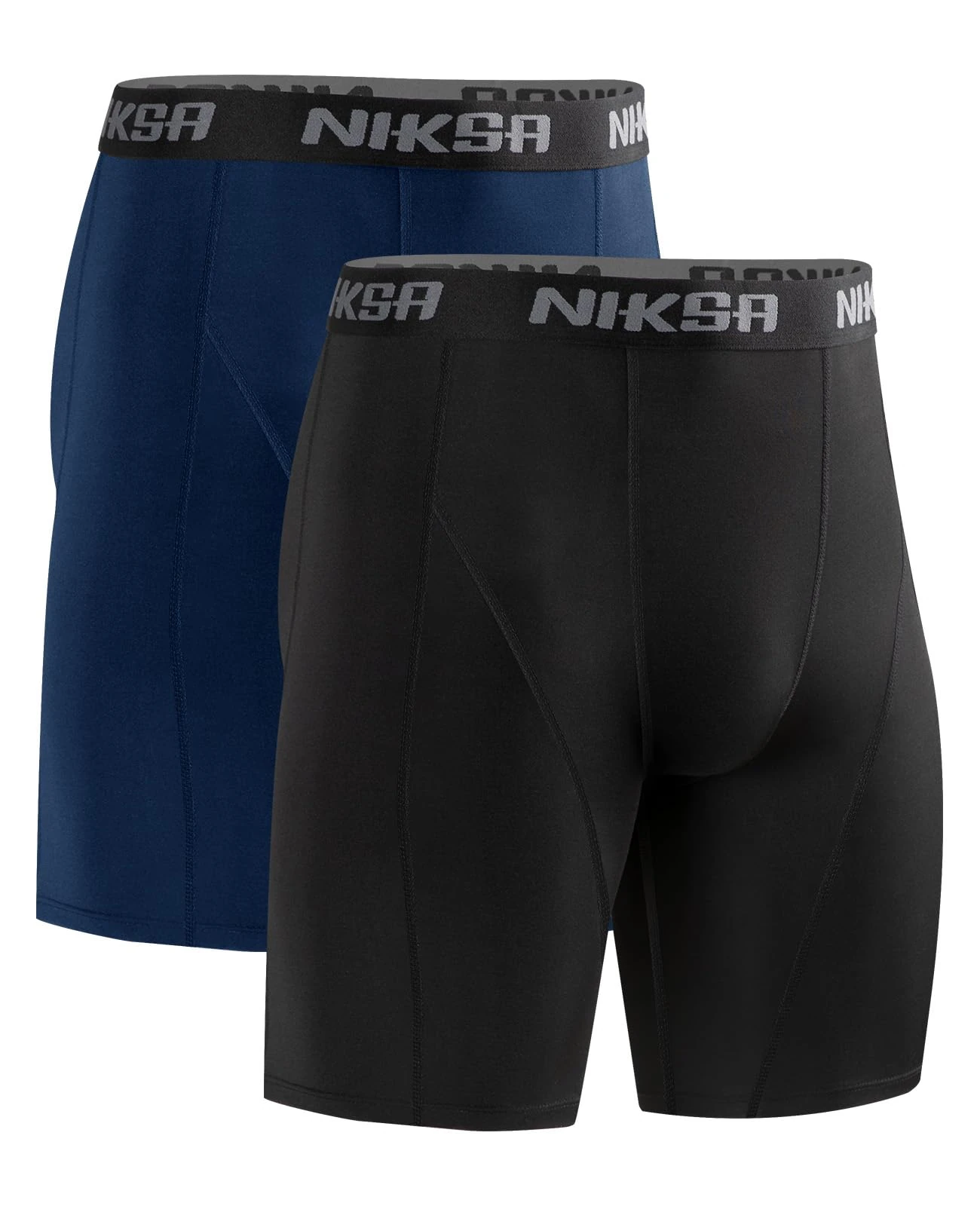 Niksa Compression Shorts Men,2 Packs Anti Chafing Underwear Base Layer Shorts Quick-Drying Fabric Undershorts for Cycling Gym Running Sports Workout,Black and Navy Blue,M