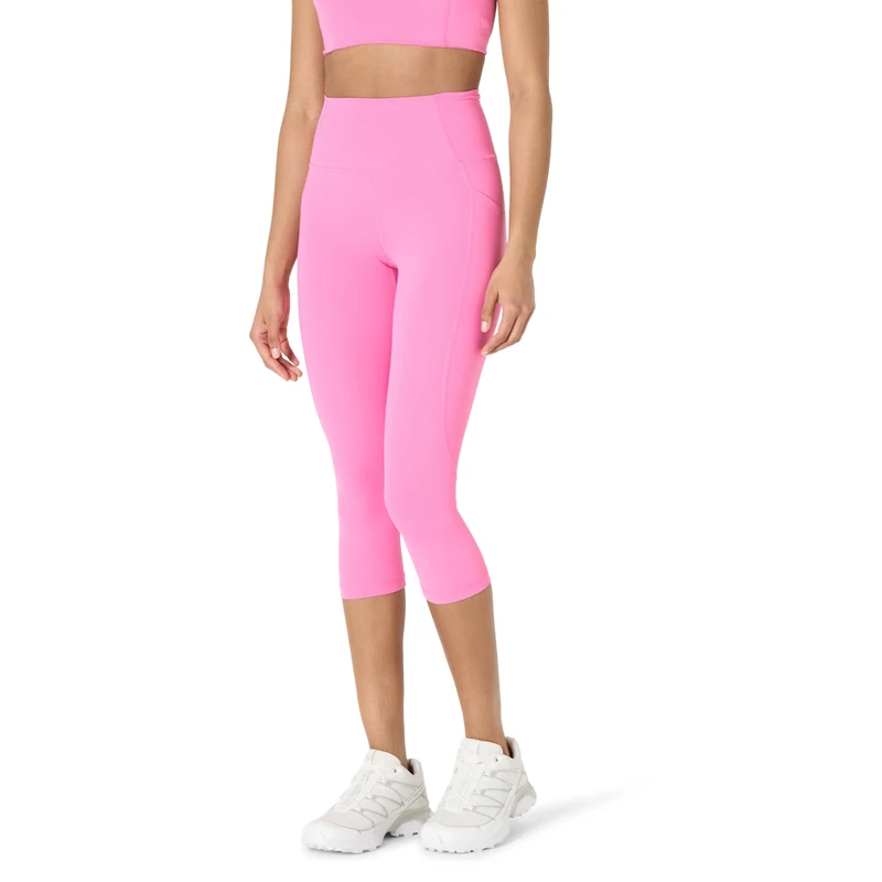 Amazon Essentials Women's Active FormFlex Buttery Soft High Waist 19” (48 cm) Inseam Capri Yoga Workout Leggings with Pockets, Flamingo Pink, S