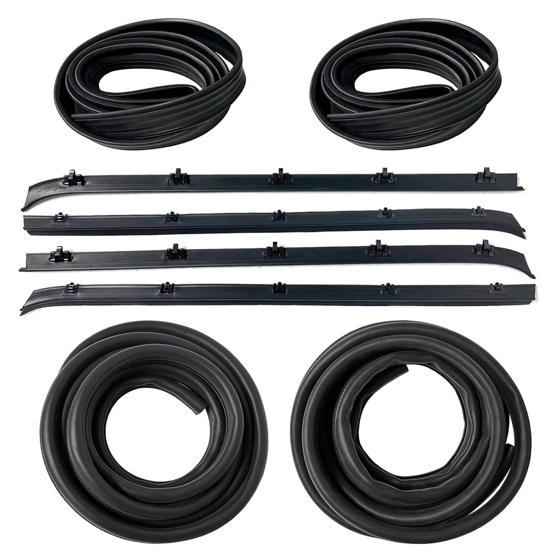 Front Door Window Molding Rubber Felt Seal Trim Seal Weatherstrip Kit Fit for 1973-1991 Chevy Jimmy C10 C20 C30 K10 K20 K30 GMC C1500 C2500 C3500 K1500 K2500 K3500 Blazer Suburban V1500 R1500 Truck