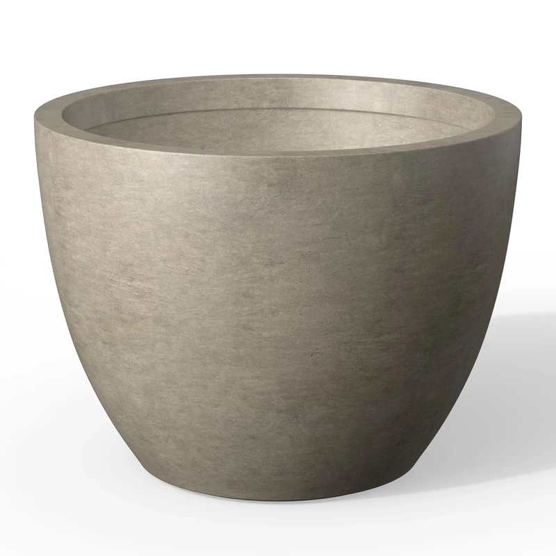 Kante Planter, Weathered Concrete, 17.3" Dia x 13" H