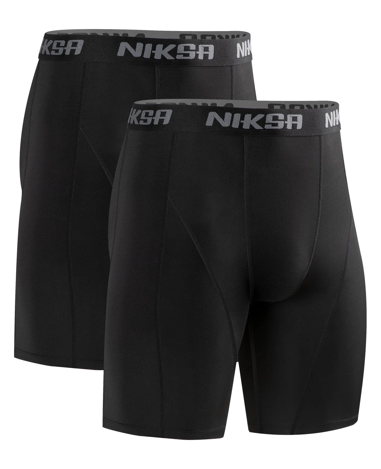 Niksa Compression Shorts Men,2 Packs Anti Chafing Underwear Base Layer Shorts Quick-Drying Fabric Undershorts for Cycling Gym Running Sports Workout