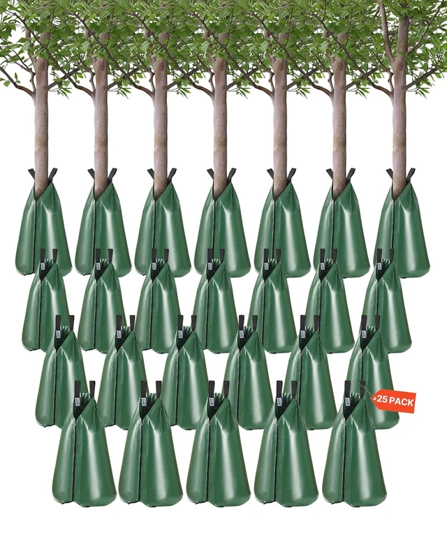 VEVOR Tree Watering Bag, 25 Packs 20 Gallons Watering Bags for New Trees, 5-9 Hours Slow Release Refillable Tree Drip Irrigation Bags with Zipper, Durable Tree Watering System for Deep Root Targeting