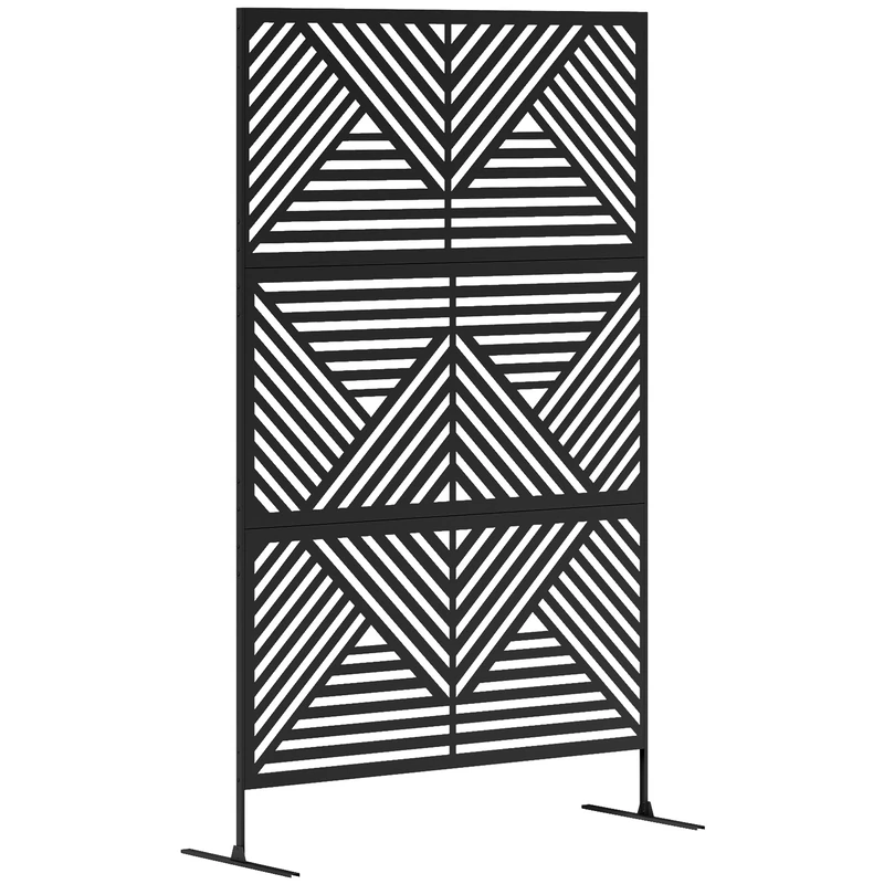 Outsunny 6.5FT Decorative Garden Privacy Screen - Black Metal