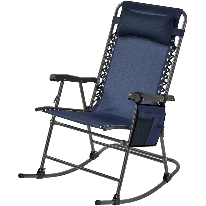 Yaheetech Rocking Garden Chair with Pillow - Navy Blue