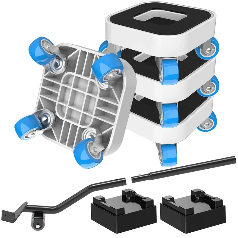 NIUXX Furniture Slider with Lifter for Carpet, Heavy Duty Furniture Mover with 1.25 Inch 360° Rotating Wheels, Moving Slider for Heavy Duty Appliances, Sofa, Bed, Table, Load Capacity Up to 450kg