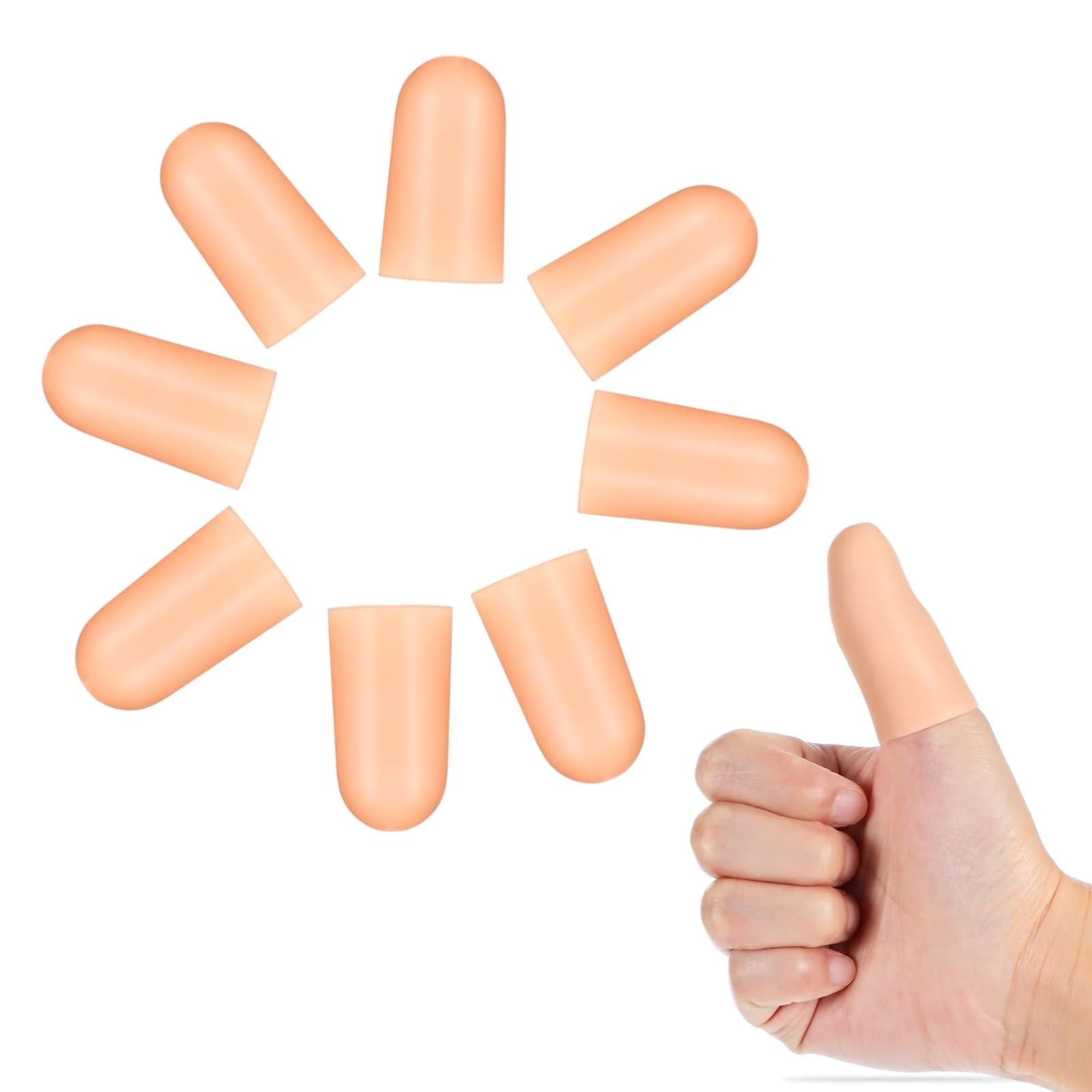 Qianyu 8 PCS Gel Finger Protectors Skin Color Fingertip Bandages Covers Support Waterproof Finger Sleeves Cots Reusable Elastic Tips Guards Pain Relief