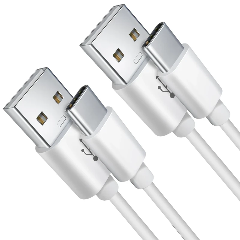 2 Pack 3M USB C Cable, USB A to USB C Charging and Data Sync Cord, Extra Long Type-C Power Charging Cable for Home Security Cameras, Phones, Laptops, Tablets, Game Controllers and More Devices (White)