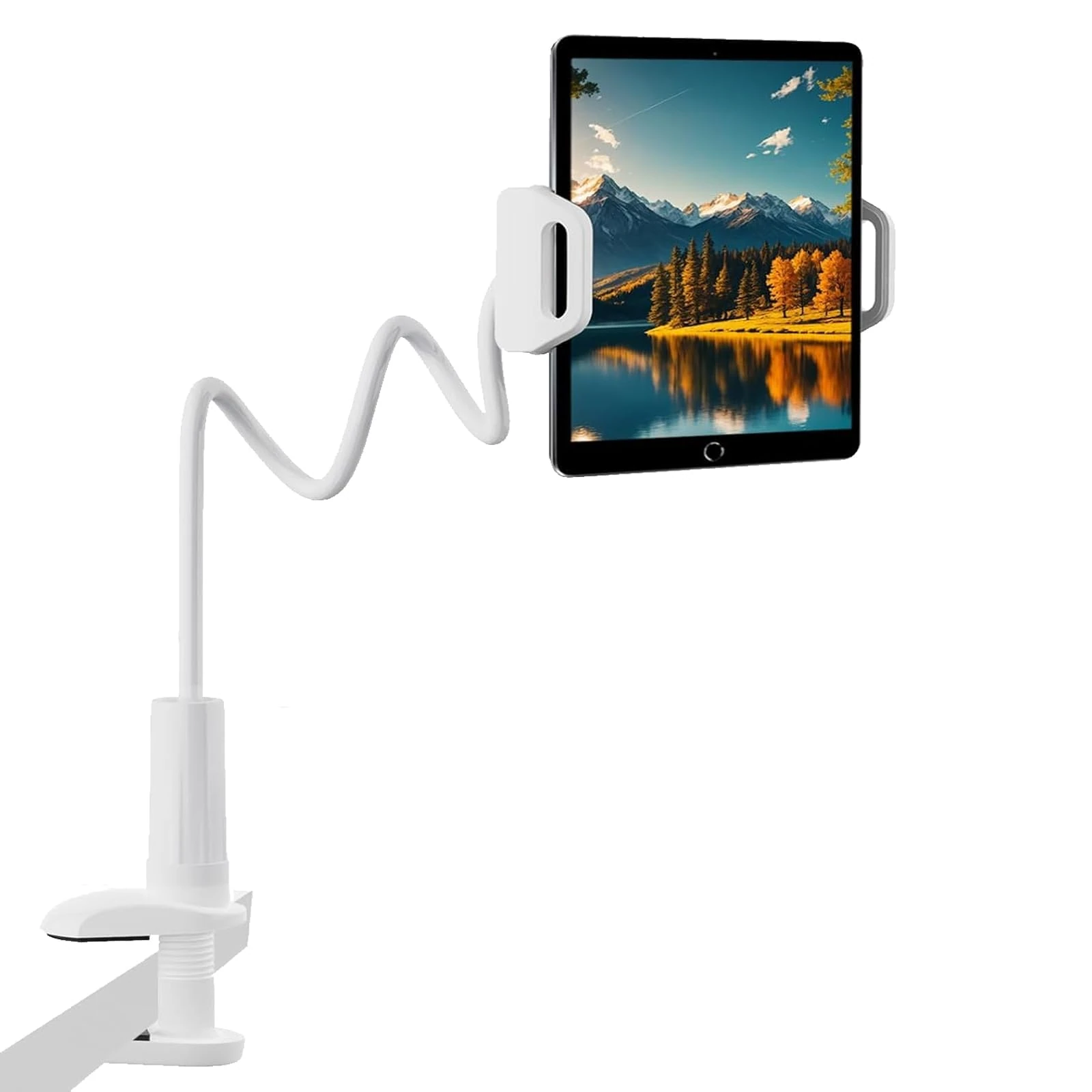 Tablet Holder, Adjustable Flexible Arm Tablets White Bed Holder Release Your Hands Beautiful and Practical Computer Stand for Home and Office (white (B))