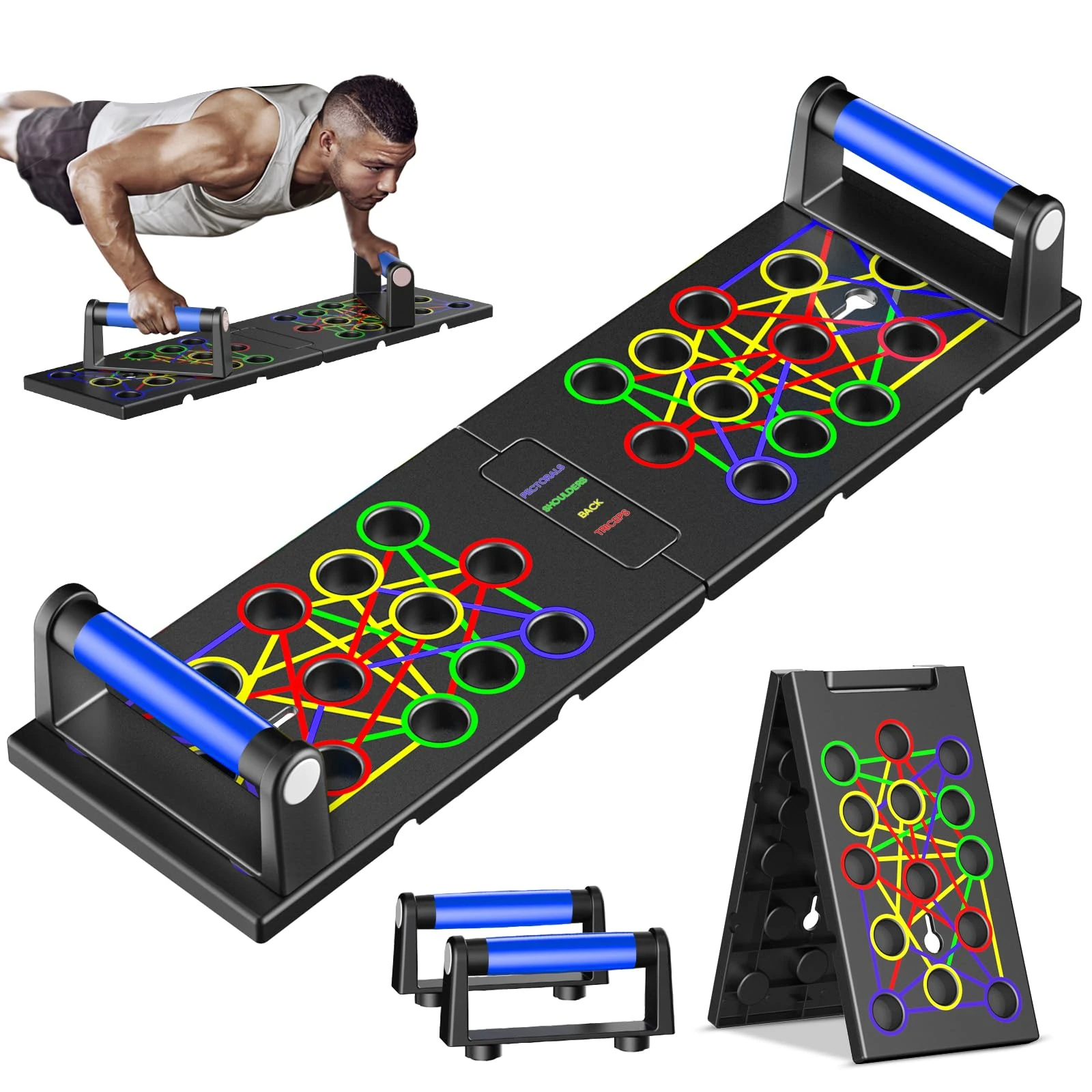 Push Up Board 24 in1 Multi-function Home Workout Equipment Foldable Portable Push-up Tools Exercise Board Effectively Exercise the Muscle of the Upper Body Shoulders,Chest,Back,Triceps for Men Women