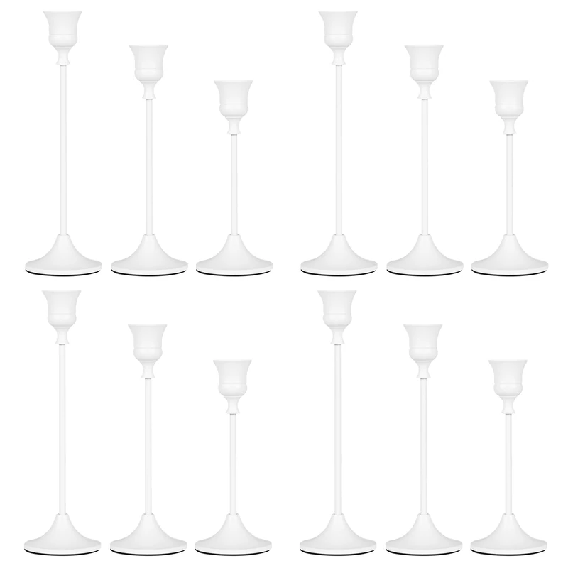 Candlestick Holders White, 12 Packs Taper Candle Holder for Candlesticks, Candle Sticks Holder Decor for Home Decor