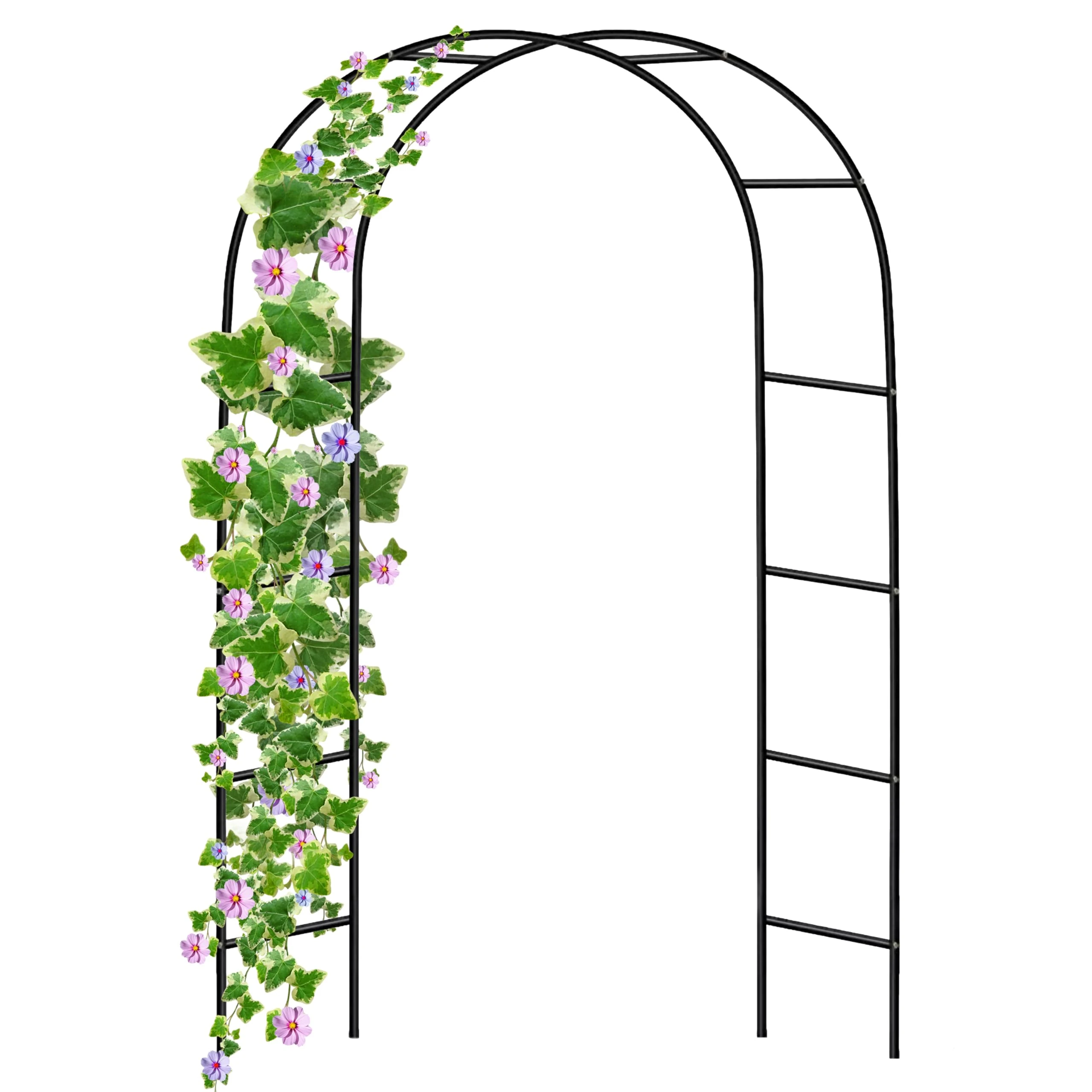 Garden Arch Green Metal - Heavy Duty Steel Frame Support Arches for Climbing Plants, Roses, Vegetables, Outdoor Decoration and Archway Decor - Large Size (2M) (1 x Garden Arch)
