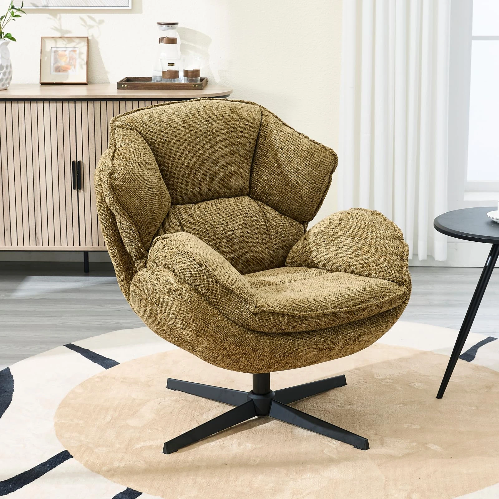 chairus Occasional Accent Chair Swivel Armchairs for Living Room Relax Lounge Chair Upholstered Reading Chair (Yellow)