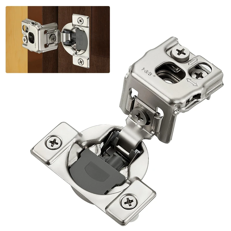 Home Expert 50 Pack (25 Pairs) 1-3/8" Overlay Soft Close Cabinet Hinges, Satin Nickel Stainless Steel Concealed Hinges with 3D Self-Closing for Face Frame Doors & Kitchens