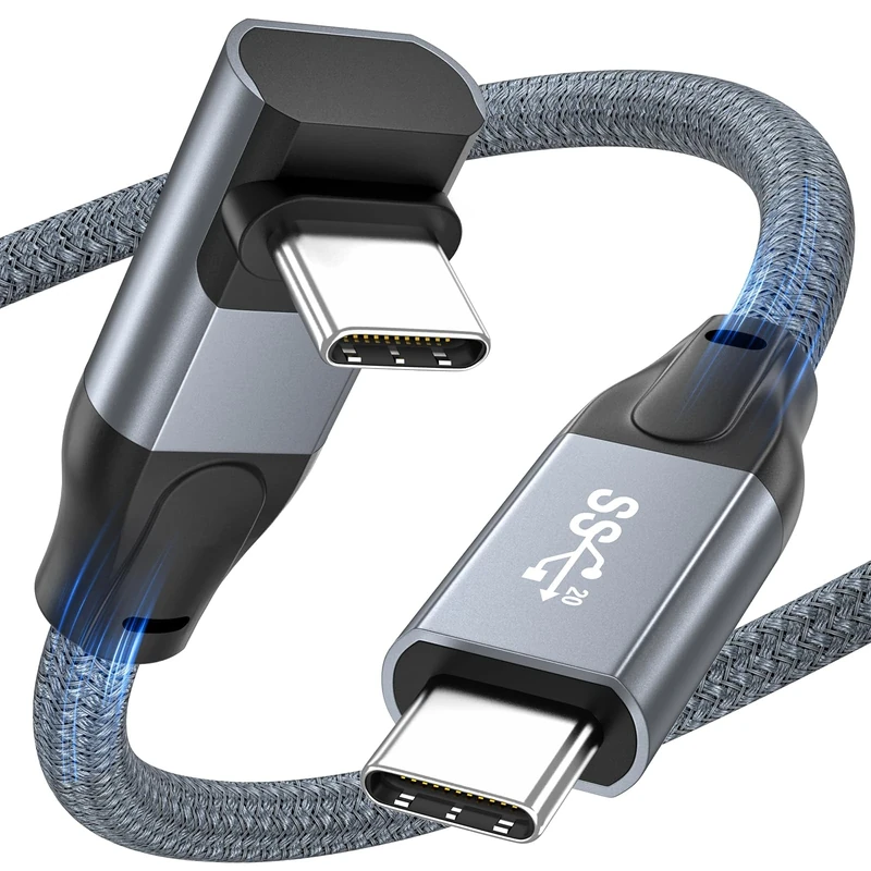 OHBUYAGN USB C to USB C Cable 100W Fast Charging 20Gbps USB3.2 Gen2x2 Cable Right Angle, Support 5K/4K@60Hz Compatible withiPhone 16/15 Pro,MacBook Air/Pro,Samsung Galaxy S23 S22 (0.5M)
