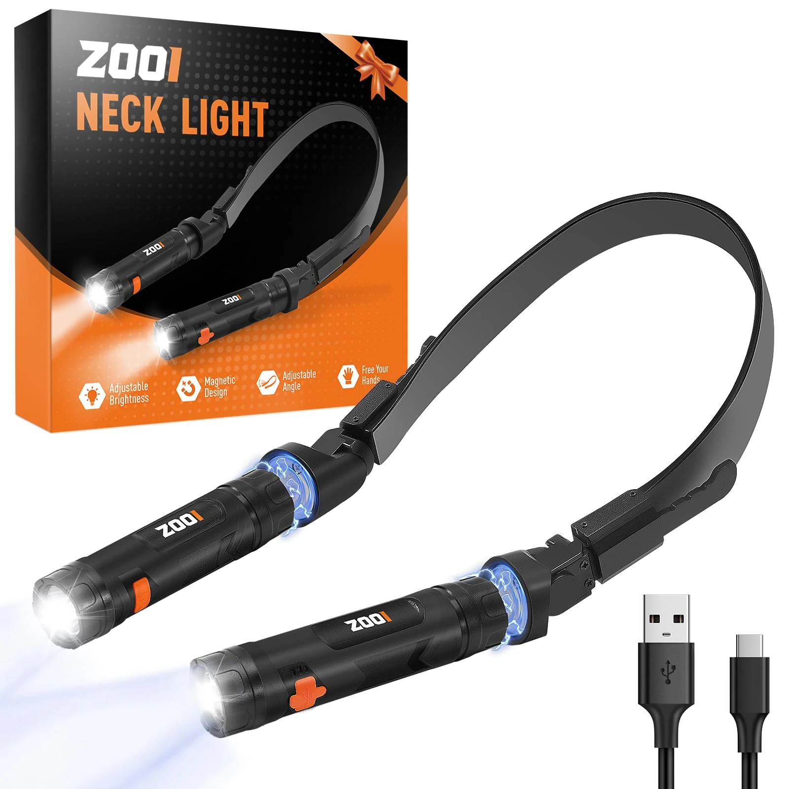 ZOOI Gifts for Men, Multi Tool Gadgets Stocking Fillers for Men, Reading Neck Light with Magnetic Removable Lamp, Mens Gifts for Dad Birthday Presents for Dad Christmas Gifts for Him
