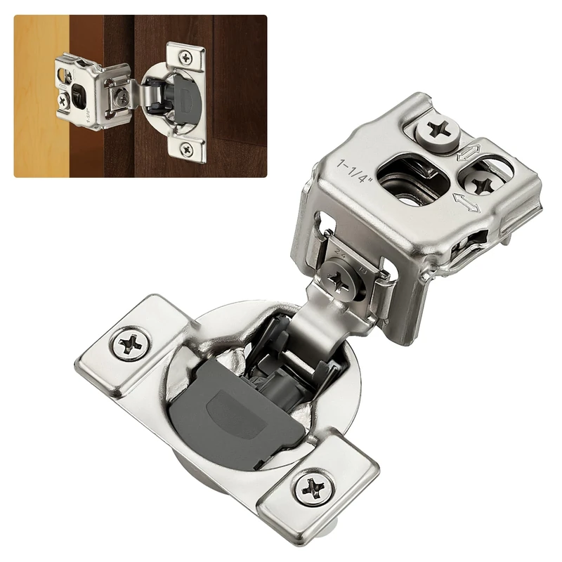 Home Expert 50 Pack (25 Pairs) 1-1/4" Overlay Soft Close Cabinet Hinges, Satin Nickel Stainless Steel Concealed Hinges with 3D Self-Closing for Face Frame Doors & Kitchens