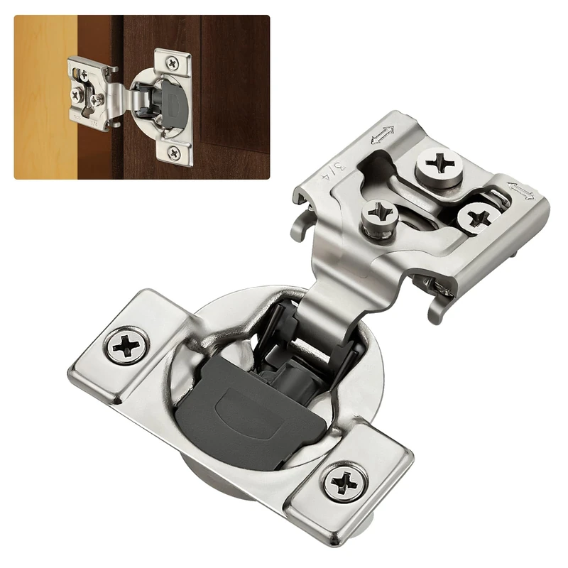 Home Expert 50 Pack (25 Pairs) 3/4" Overlay Soft Close Cabinet Hinges, Satin Nickel Stainless Steel Concealed Hinges with 3D Self-Closing for Face Frame Doors & Kitchens