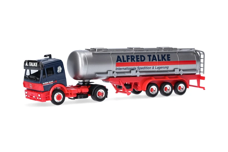 Herpa Truck Model Mercedes-Benz SK '94 Tanker Semi-Trailer "Talke" (North Rhine-Westphalia/Hürth), Miniature in 1:87 Scale, Collector's Item, Made in Germany, Plastic