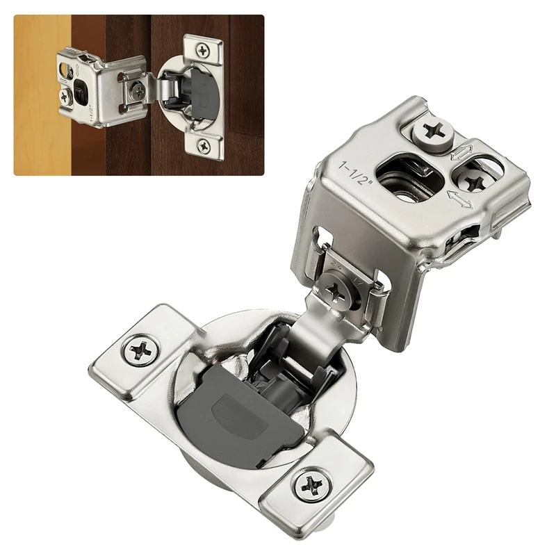 Home Expert 50 Pack (25 Pairs) 1-1/2" Overlay Soft Close Cabinet Hinges, Satin Nickel Stainless Steel Concealed Hinges with 3D Self-Closing for Face Frame Doors & Kitchens