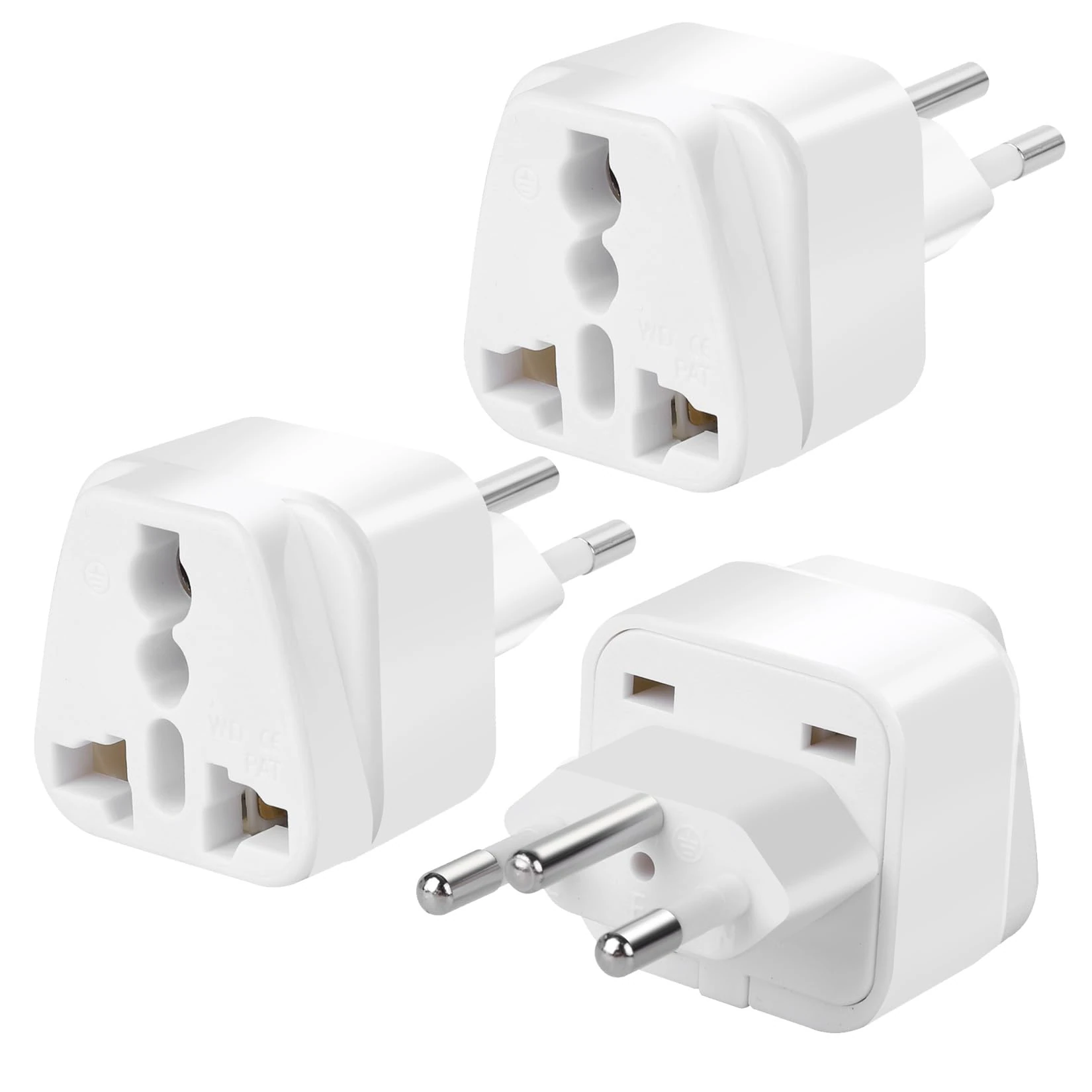 3-Pack UK to Switzerland Plug Adapter, VSEER Swiss Power Converter Grounded Universal Travel Adapter 3 Pin Switzerland, Jordan International Type J Plug (White)